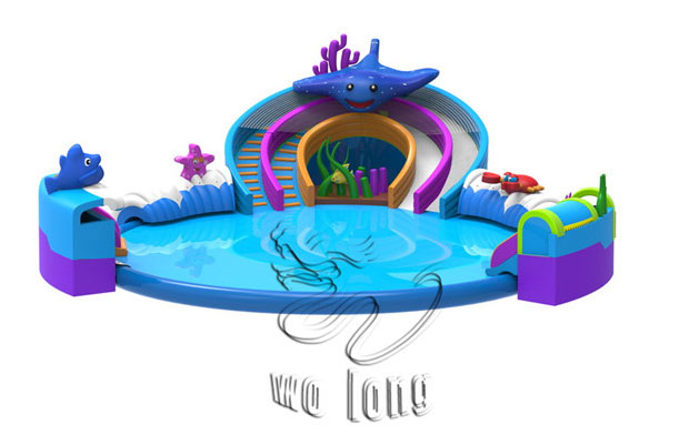 water slide with pool